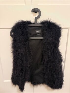 Club Monaco Black Shaggy Faux-Fur Vest